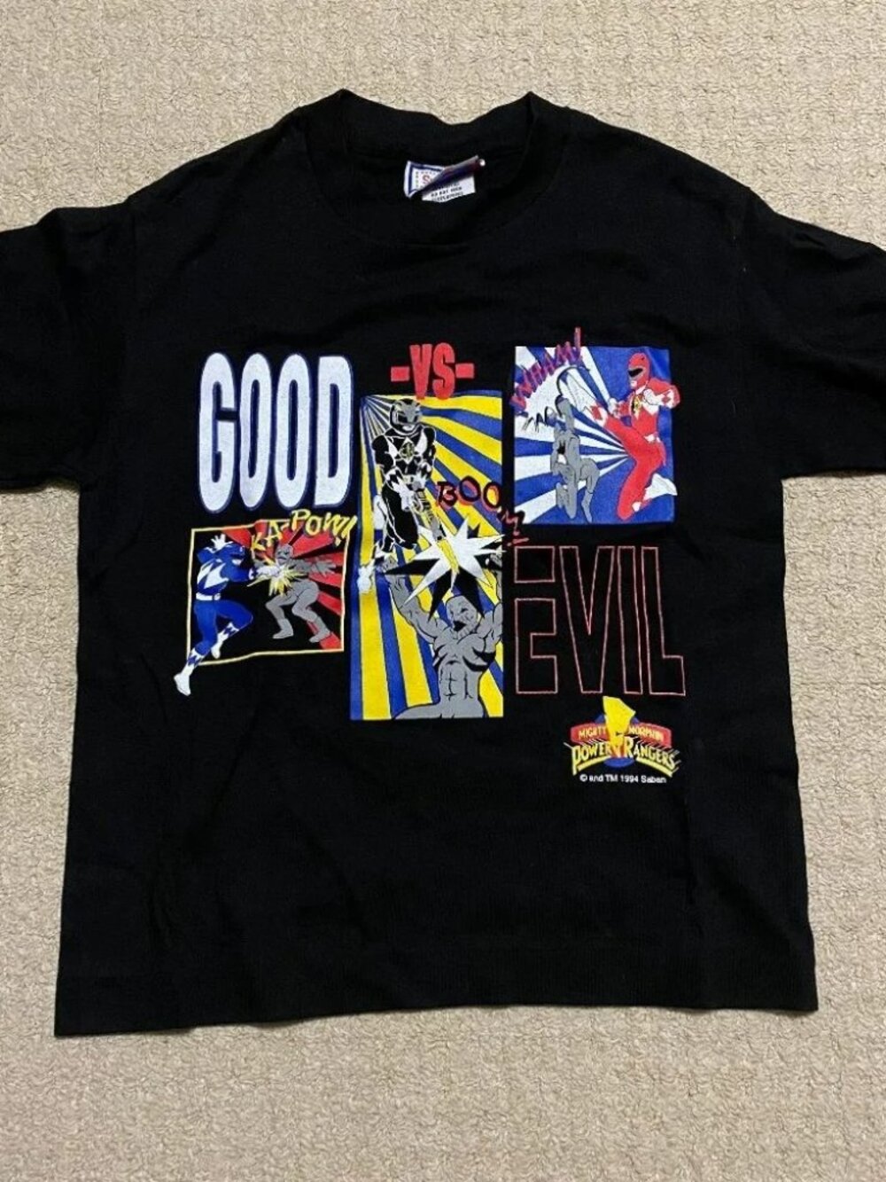vintage 1994 kid's mighty morphin power rangers tshirt size M (10/12)